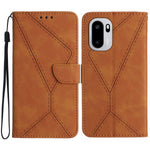 OnePlus 15R 5G-skal Skin Touch Lines Präglade PU-läder Flip-fodral