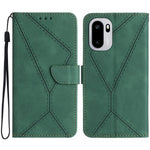 OnePlus 15R 5G-skal Skin Touch Lines Präglade PU-läder Flip-fodral