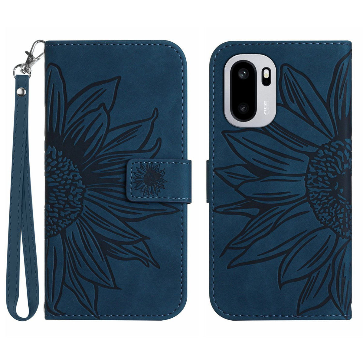 OnePlus 15R 5G-skal Sunflower Imprint Läderplånbok mobilskal med Handledsrem