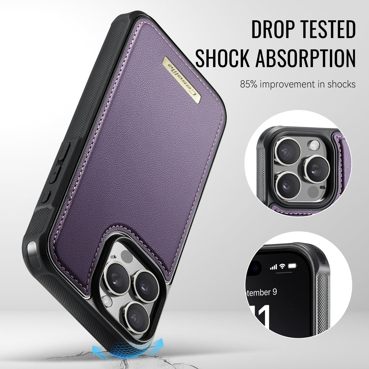CASEME For iPhone 16 Pro Magnetic Case ME80 Series Leather PC TPU Phone Cover with Detachable Wallet