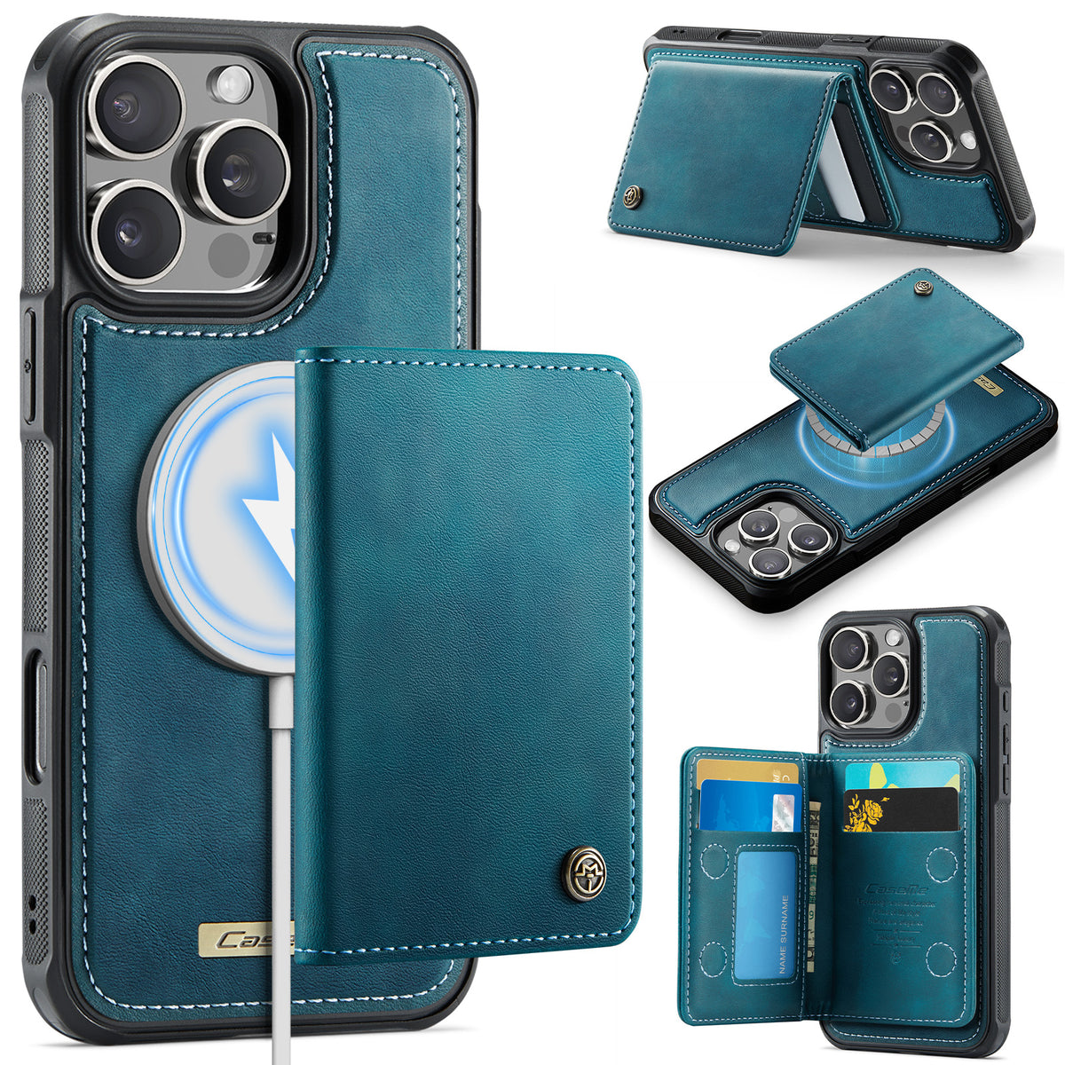 CASEME For iPhone 16 Pro Magnetic Case ME80 Series Leather PC TPU Phone Cover with Detachable Wallet