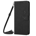 Stand Case for Samsung Galaxy S23 Ultra, Heart Shape Imprinted Wallet Skin-touch Feeling PU Leather Phone Cover with Shoulder Strap