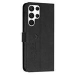 Stand Case for Samsung Galaxy S23 Ultra, Heart Shape Imprinted Wallet Skin-touch Feeling PU Leather Phone Cover with Shoulder Strap
