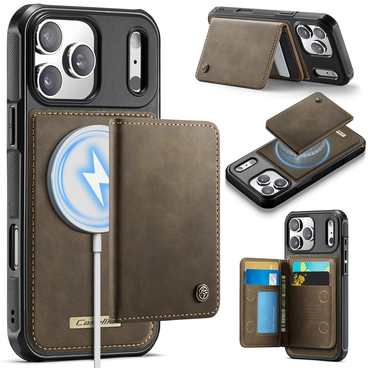 CASEME ME80 Series For iPhone 18 Pro Max / 17 Pro Max Magnetic Case RFID Blocking Leather PC TPU Phone Cover with Detachable Wallet