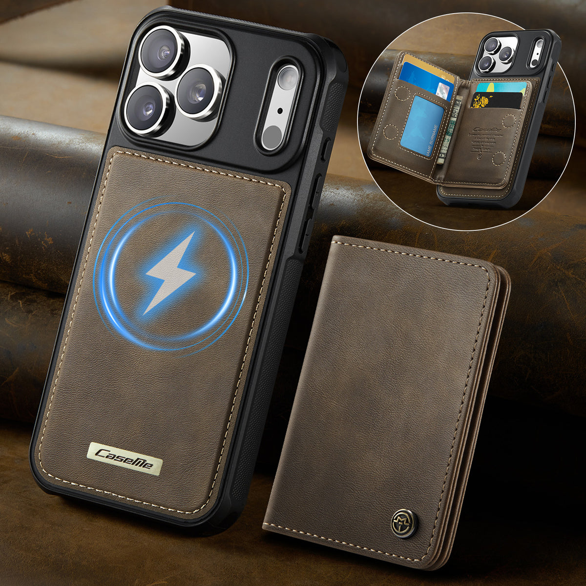 CASEME ME80 Series For iPhone 18 Pro Max / 17 Pro Max Magnetic Case RFID Blocking Leather PC TPU Phone Cover with Detachable Wallet