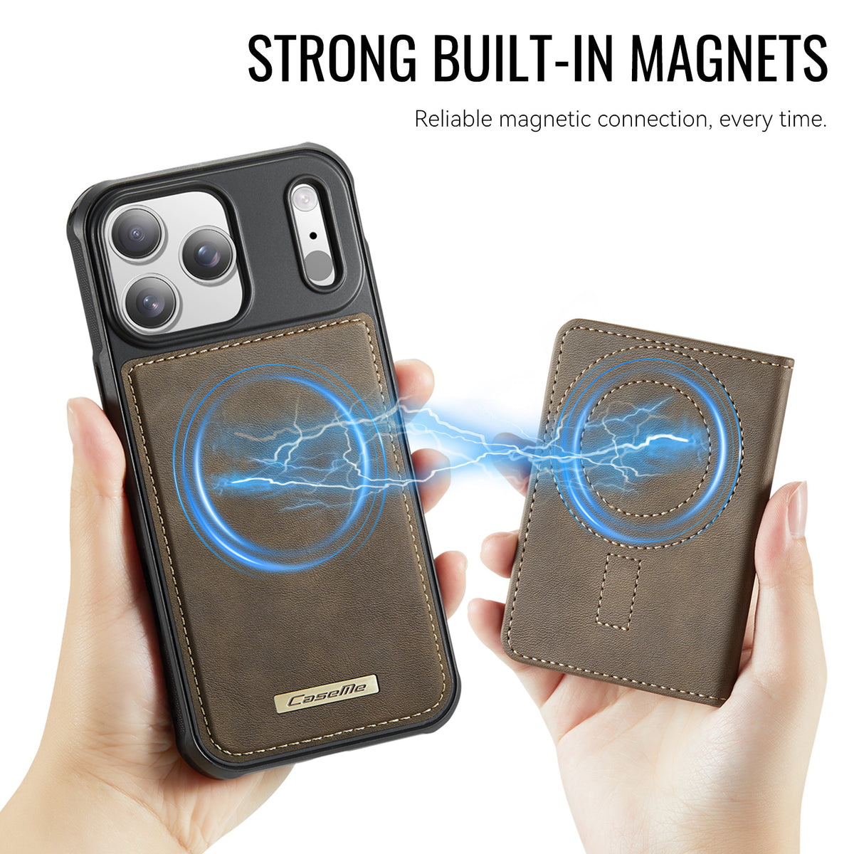 CASEME ME80 Series For iPhone 18 Pro Max / 17 Pro Max Magnetic Case RFID Blocking Leather PC TPU Phone Cover with Detachable Wallet