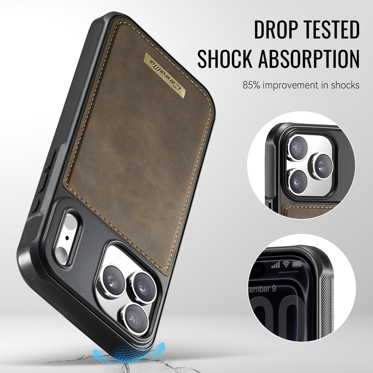 CASEME ME80 Series For iPhone 18 Pro Max / 17 Pro Max Magnetic Case RFID Blocking Leather PC TPU Phone Cover with Detachable Wallet