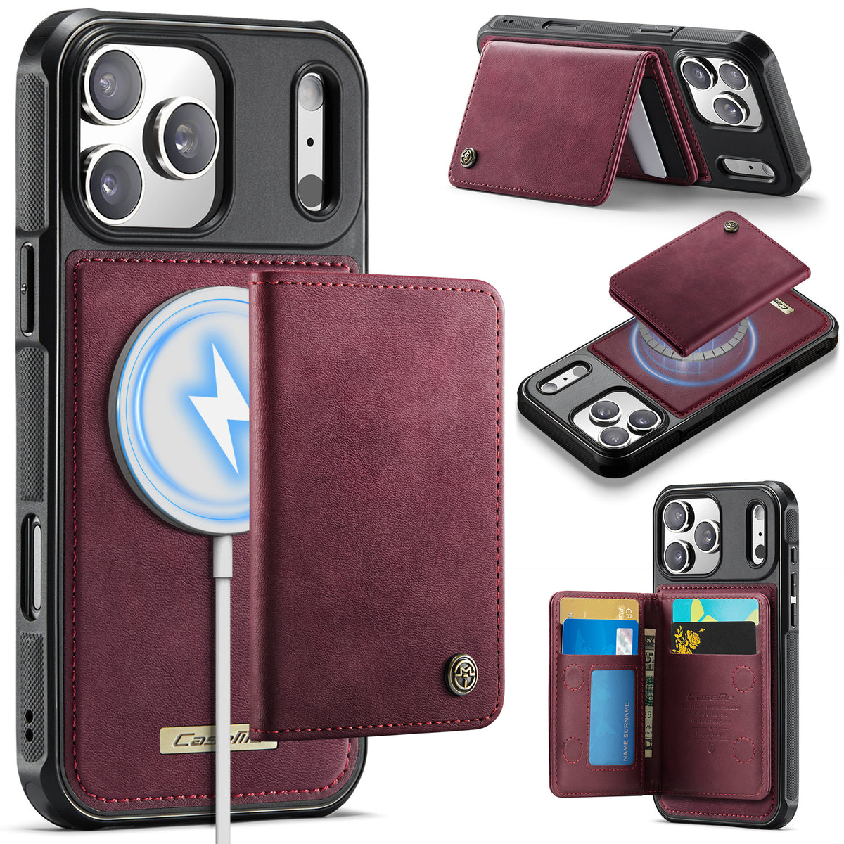 CASEME ME80 Series For iPhone 18 Pro Max / 17 Pro Max Magnetic Case RFID Blocking Leather PC TPU Phone Cover with Detachable Wallet