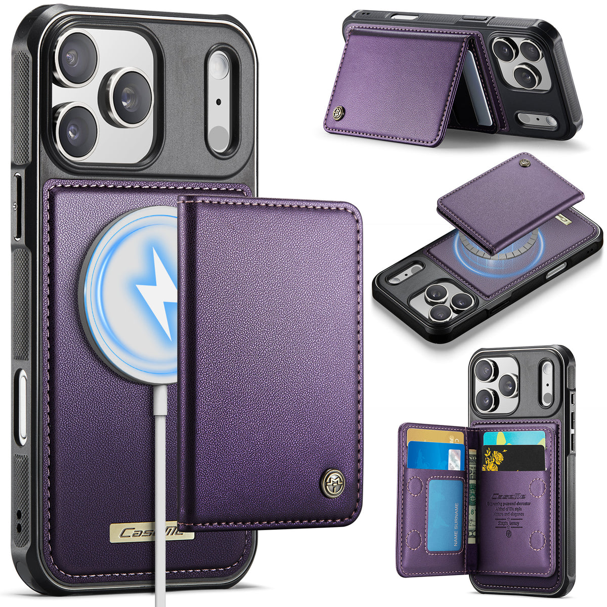 CASEME ME80 Series For iPhone 18 Pro Max / 17 Pro Max Magnetic Case RFID Blocking Leather PC TPU Phone Cover with Detachable Wallet