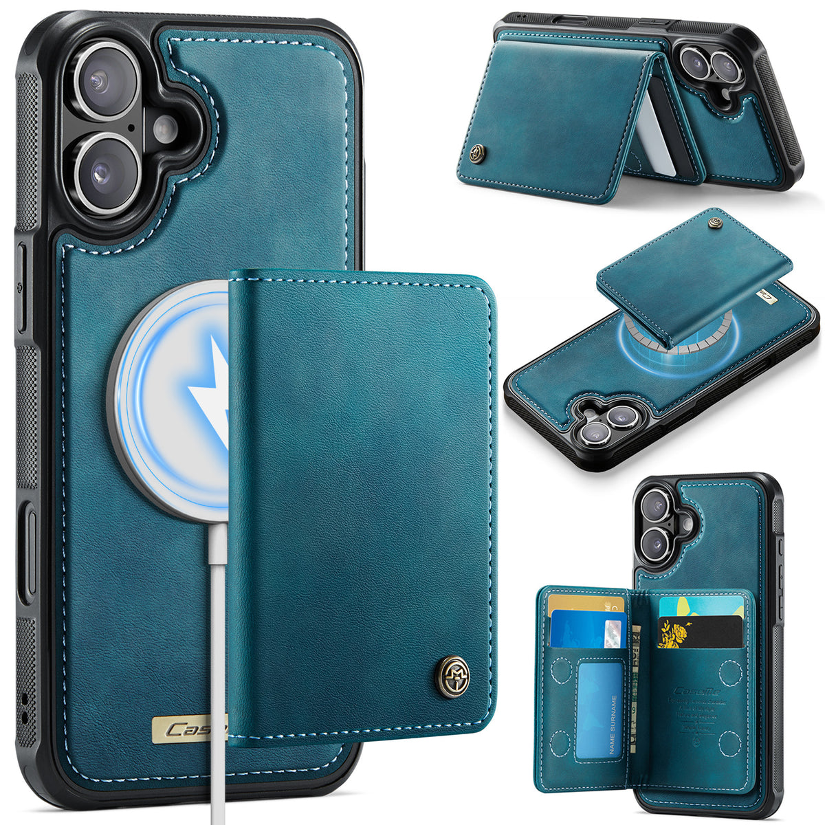CASEME For iPhone 16 Plus Magnetic Case  ME80 Series Leather PC TPU Phone Cover with Detachable Wallet