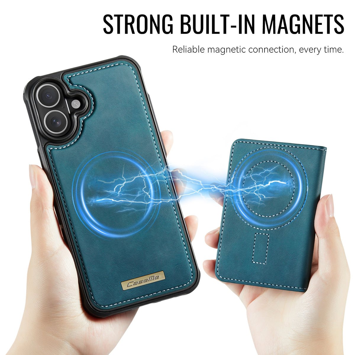 CASEME For iPhone 16 Plus Magnetic Case  ME80 Series Leather PC TPU Phone Cover with Detachable Wallet