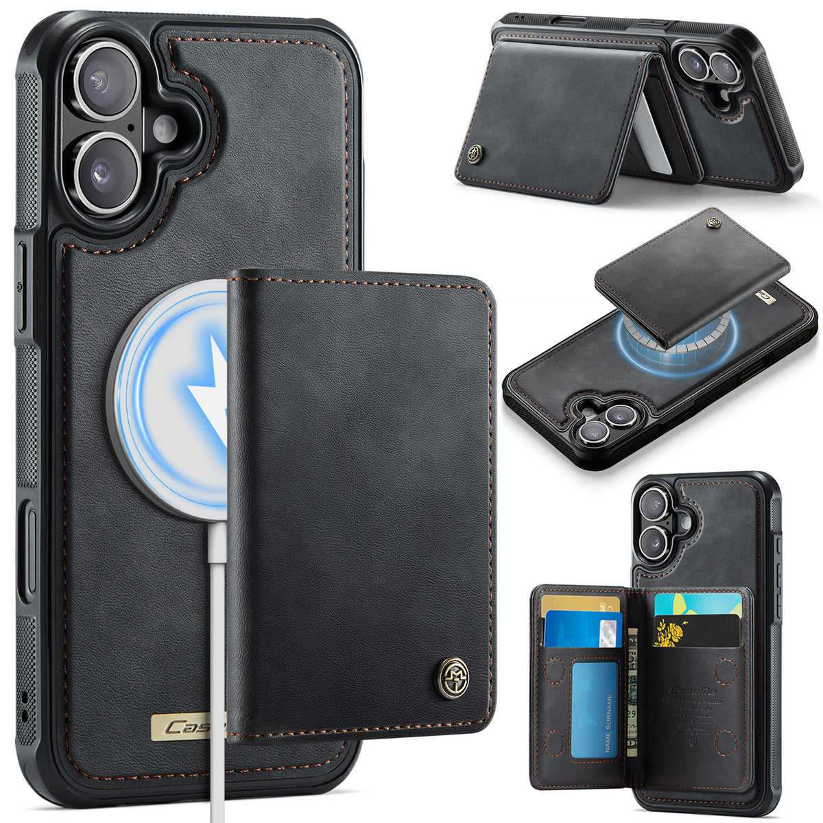 CASEME For iPhone 16 Plus Magnetic Case  ME80 Series Leather PC TPU Phone Cover with Detachable Wallet