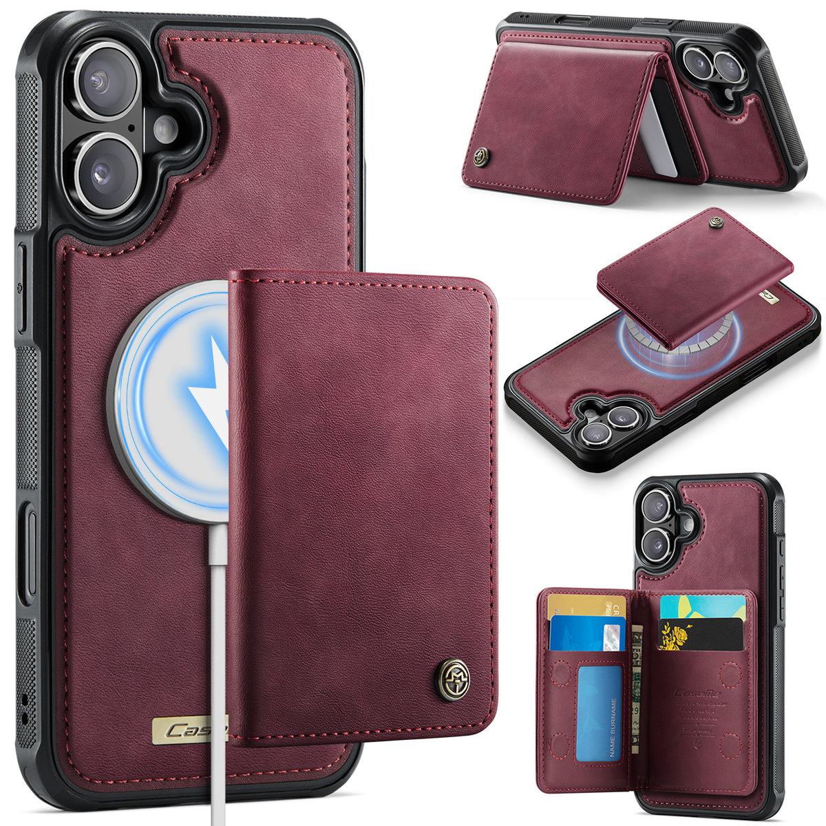 CASEME For iPhone 16 Plus Magnetic Case  ME80 Series Leather PC TPU Phone Cover with Detachable Wallet
