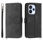 For Oppo Reno15 F 5G Wallet Case Flower Pattern PU Leather Phone Cover with Strap