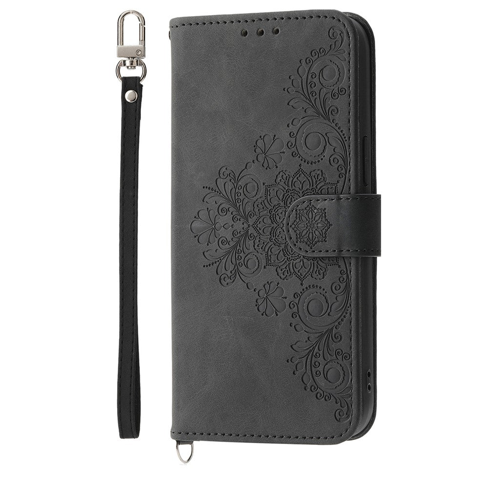 For Oppo Reno15 F 5G Wallet Case Flower Pattern PU Leather Phone Cover with Strap