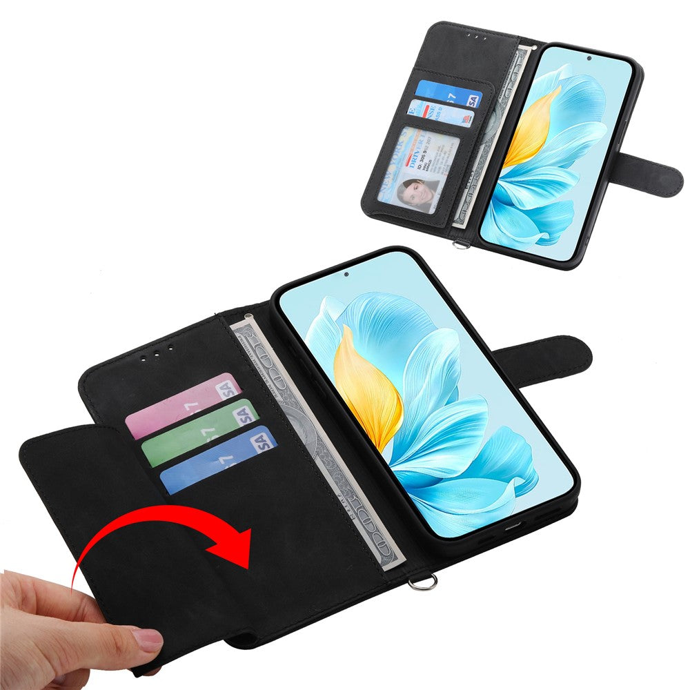 For Oppo Reno15 F 5G Wallet Case Flower Pattern PU Leather Phone Cover with Strap