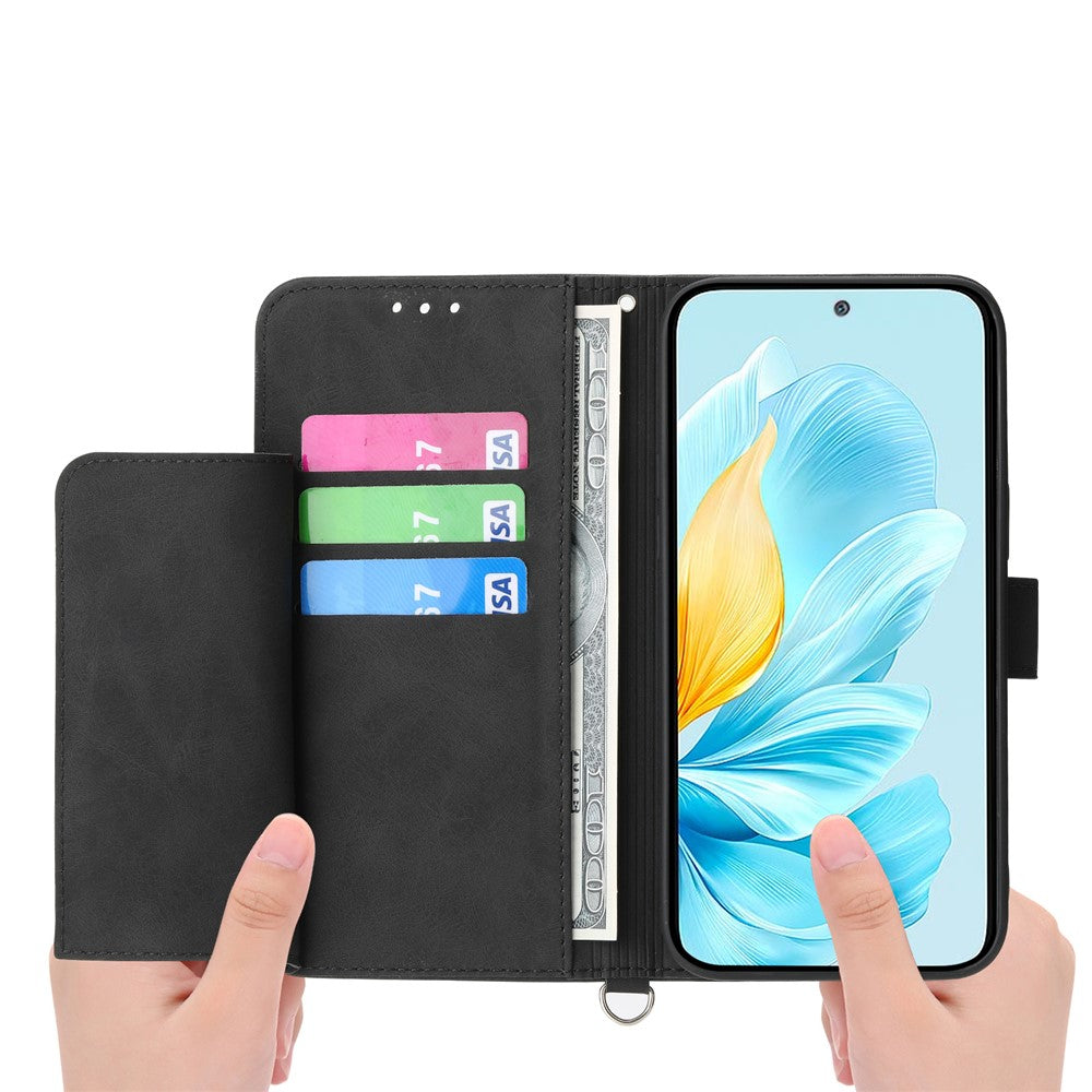 For Oppo Reno15 F 5G Wallet Case Flower Pattern PU Leather Phone Cover with Strap