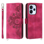 For Oppo Reno15 F 5G Wallet Case Flower Pattern PU Leather Phone Cover with Strap