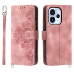 For Oppo Reno15 F 5G Wallet Case Flower Pattern PU Leather Phone Cover with Strap