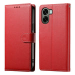 Wallet Case For Oppo A6x 5G  /  A6x 4G Magnetic Snap Litchi Texture Leather Phone Cover with Wrist Strap