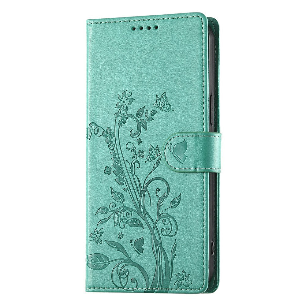 Oppo Reno15 F 5G Plånboksfodral Fjärilsblommigt PU-läder mobilskal med Handledsrem