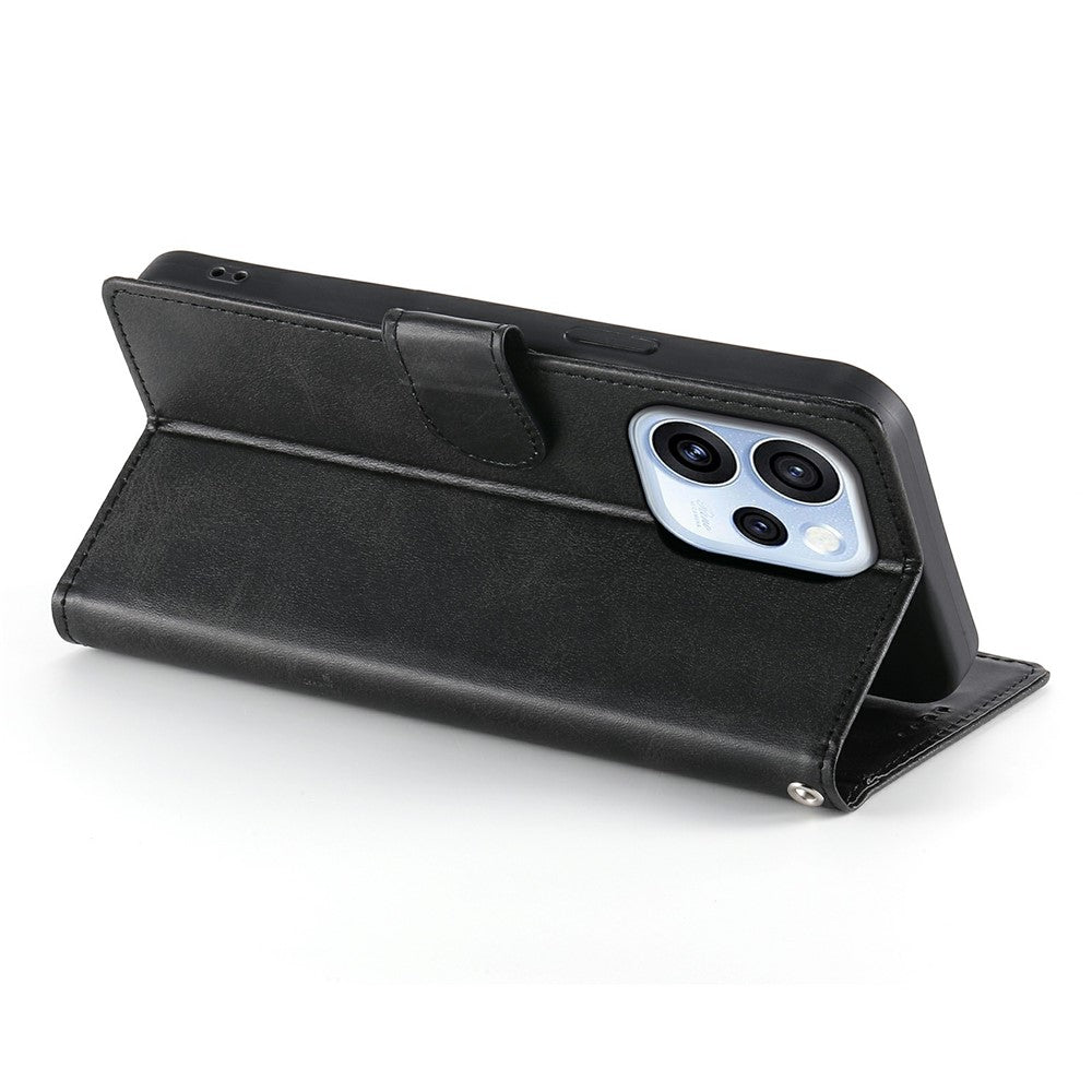 For Oppo Reno15 F 5G Case Stand Wallet Calf Texture PU Leather Flip Phone Cover with Wrist Strap