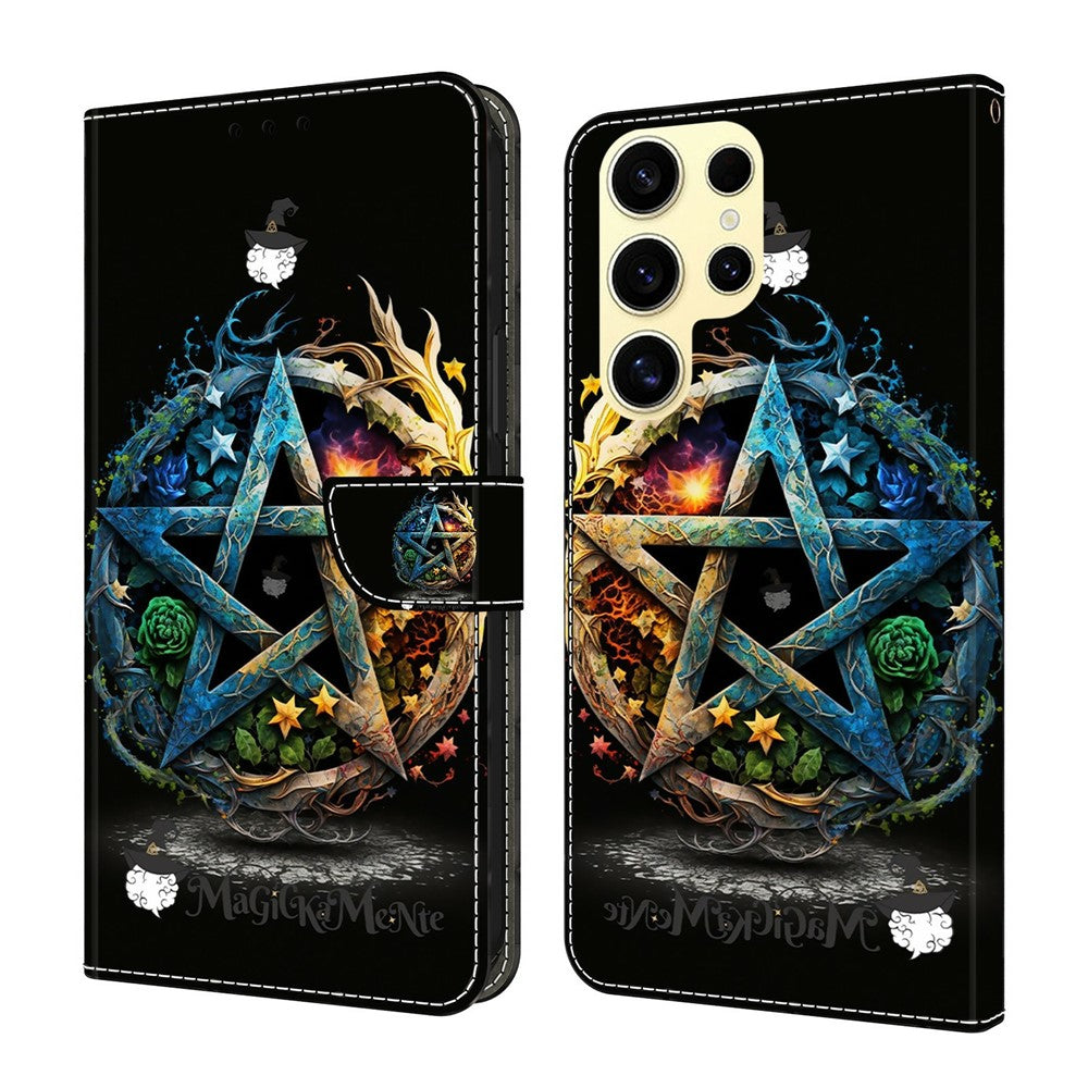 Samsung Galaxy S26 Ultra Plånboksfodral Vikbart Stativ Mönstertryck Läder Flipfodral