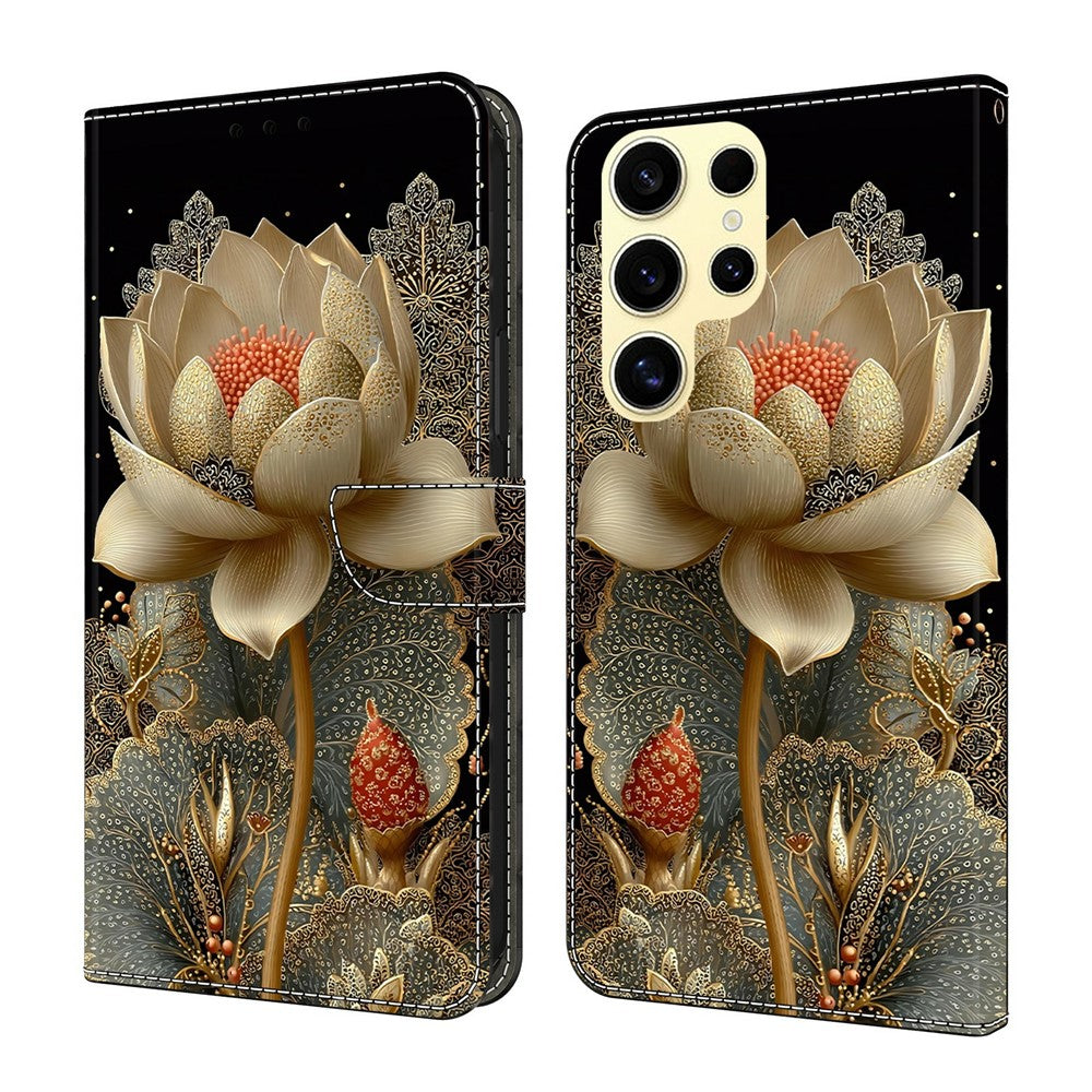 Samsung Galaxy S26 Ultra Plånboksfodral Vikbart Stativ Mönstertryck Läder Flipfodral
