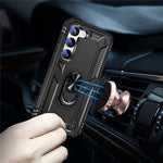 For Samsung Galaxy S23 Military Grade Shock-absorbing Case Ring Kickstand Design PC + TPU Back Cover