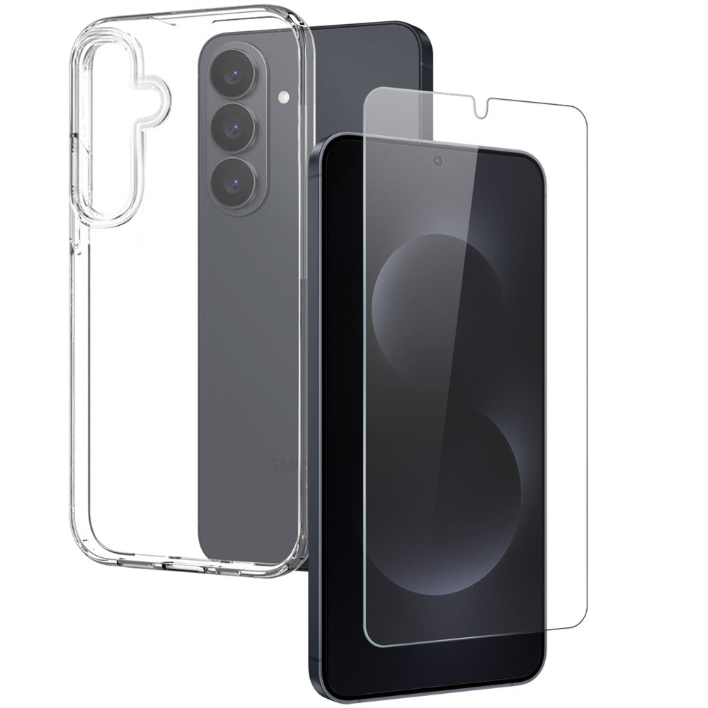 NORTHJO För Samsung Galaxy S26 Skal Mjukt TPU Genomskinligt mobilskal med Härdat Glas Skärmskydd (Stödjer Fingeravtryckslåsning