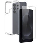 NORTHJO For Samsung Galaxy S26 Ultra Case Soft TPU Clear Phone Cover with Tempered Glass Screen Protector (Support Fingerprint Unlock)