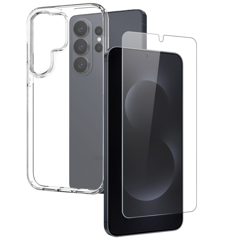 NORTHJO For Samsung Galaxy S26 Ultra Case Soft TPU Clear Phone Cover with Tempered Glass Screen Protector (Support Fingerprint Unlock)