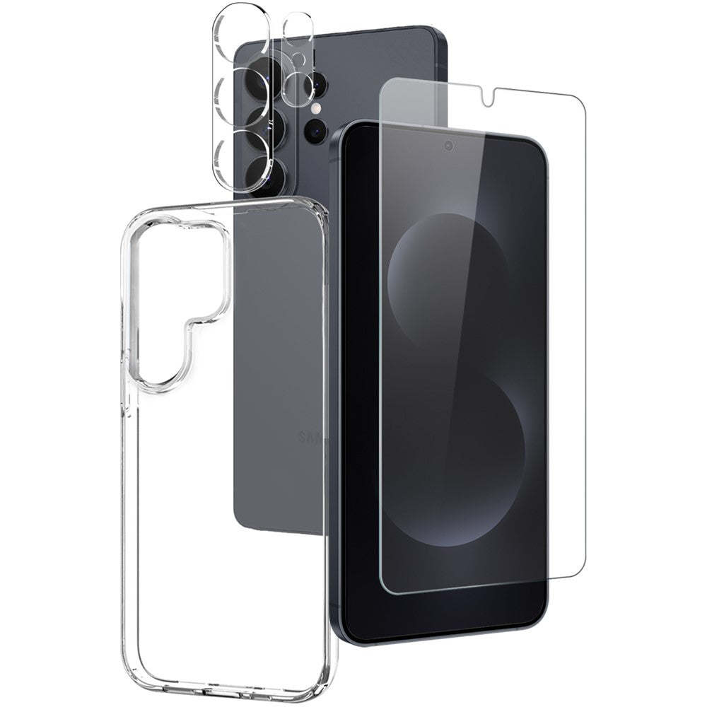 NORTHJO For Samsung Galaxy S26 Ultra TPU Phone Case + Tempered Glass Film + Camera Lens Protector (Support Fingerprint Unlock)