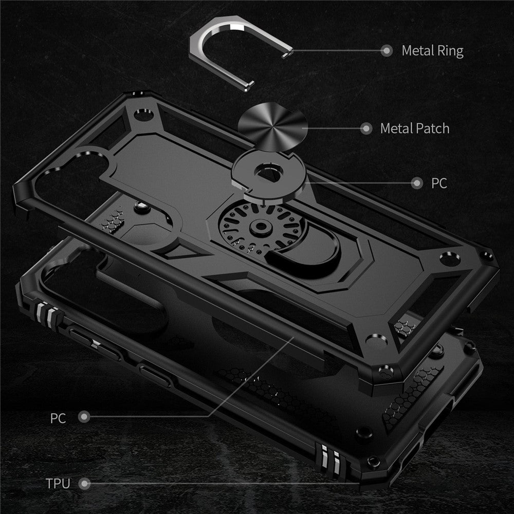 For Samsung Galaxy S23+ Fall-proof Military Grade Case Ring Kickstand Design PC + TPU Back Cover