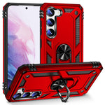 For Samsung Galaxy S23+ Fall-proof Military Grade Case Ring Kickstand Design PC + TPU Back Cover