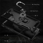 For Samsung Galaxy S23 Ultra Military Grade Case Ring Kickstand Design PC + TPU Hybrid Shell Back Cover