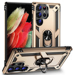 For Samsung Galaxy S23 Ultra Military Grade Case Ring Kickstand Design PC + TPU Hybrid Shell Back Cover