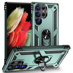 For Samsung Galaxy S23 Ultra Military Grade Case Ring Kickstand Design PC + TPU Hybrid Shell Back Cover