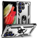For Samsung Galaxy S23 Ultra Military Grade Case Ring Kickstand Design PC + TPU Hybrid Shell Back Cover