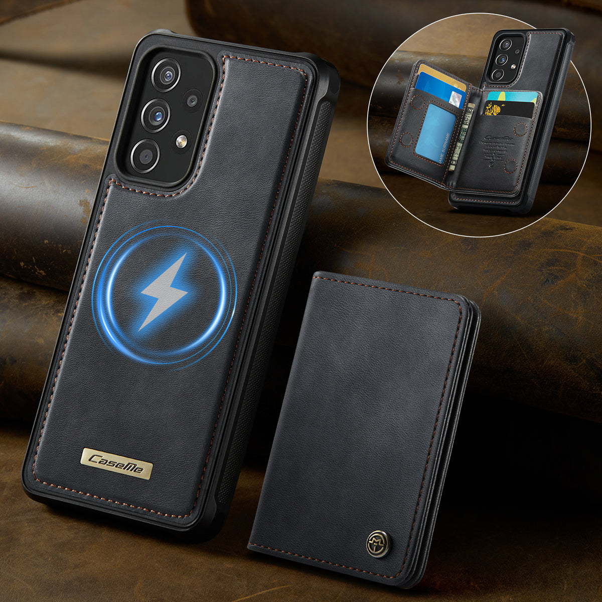 CASEME magnetisk ME80-seriecover i læder, PC og TPU til Samsung Galaxy A52s 5G / Galaxy A52 5G med aftagelig pung