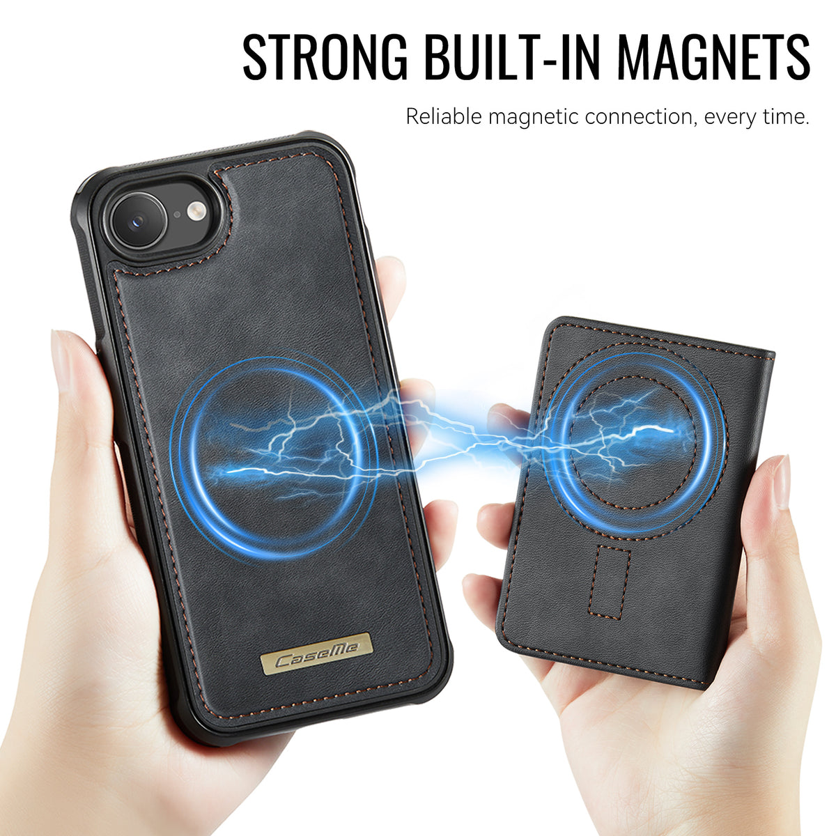CASEME For iPhone 17e / 16e Magnetic Case  ME80 Series Leather PC TPU Phone Cover with Detachable Wallet
