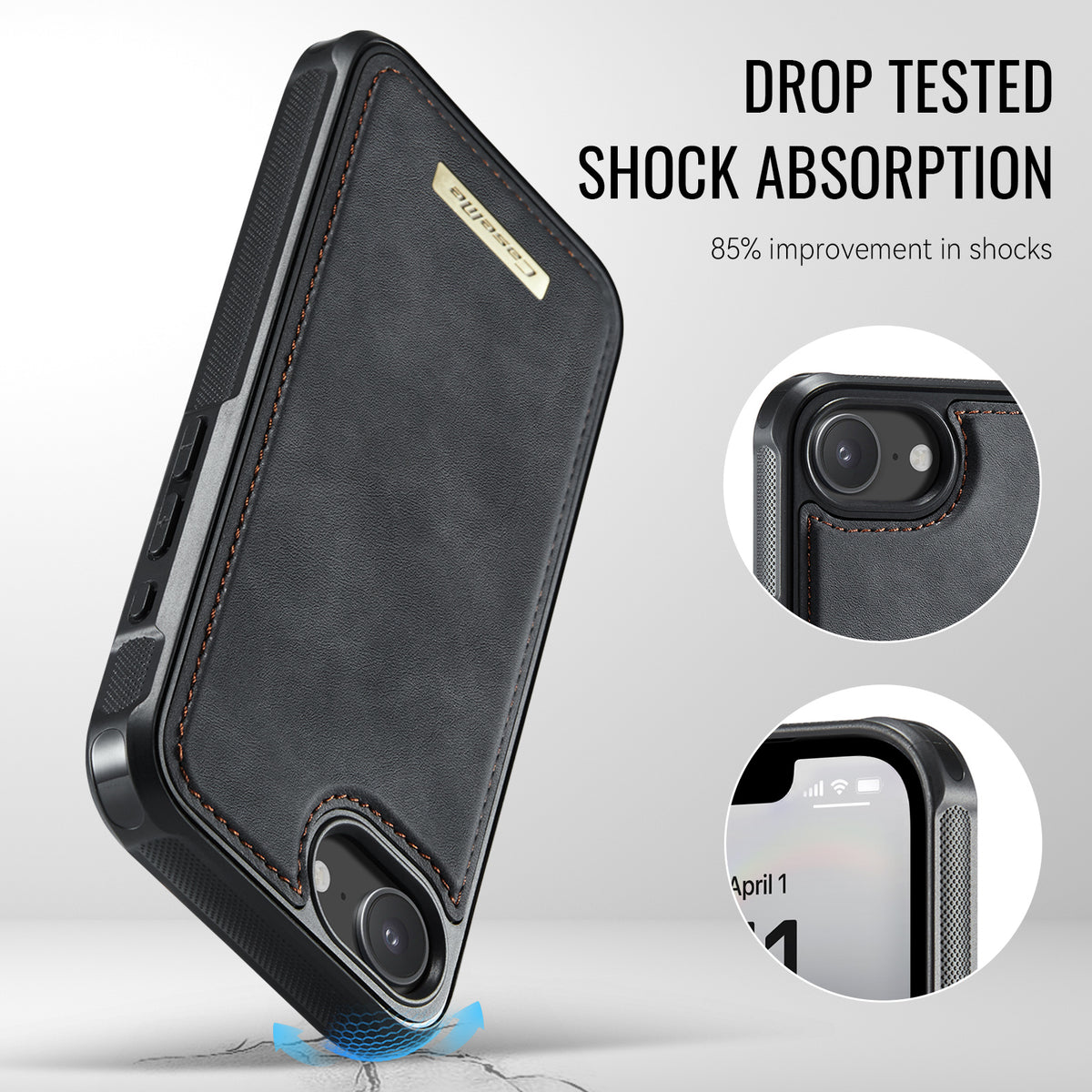 CASEME For iPhone 17e / 16e Magnetic Case  ME80 Series Leather PC TPU Phone Cover with Detachable Wallet