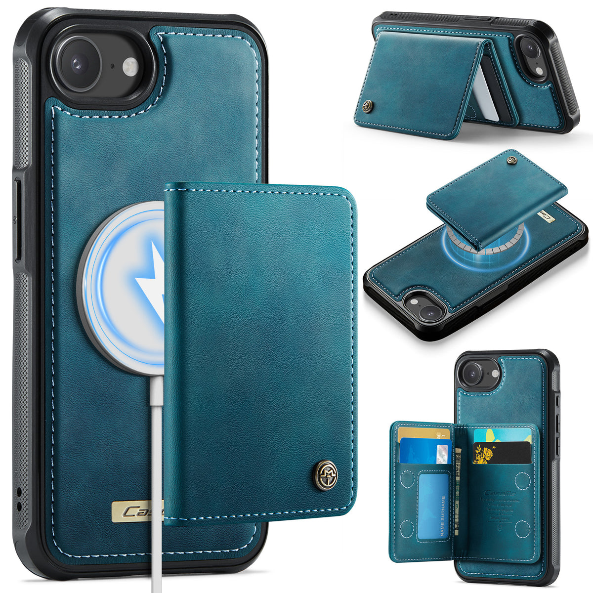 CASEME For iPhone 17e / 16e Magnetic Case  ME80 Series Leather PC TPU Phone Cover with Detachable Wallet