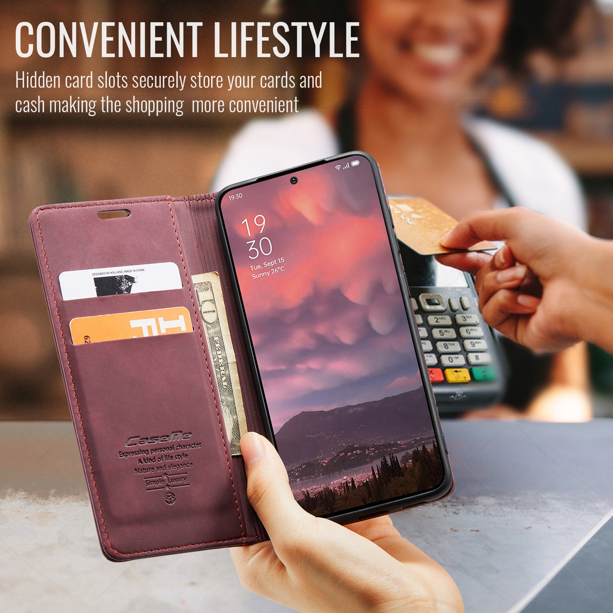CASEME För OnePlus 15 5G Plånboksfodral 013-serien PU-lädermobilfodral med stativ