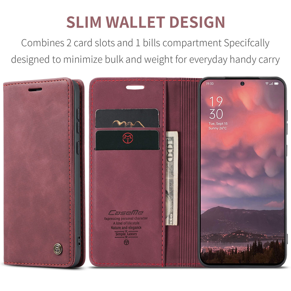 CASEME För OnePlus 15 5G Plånboksfodral 013-serien PU-lädermobilfodral med stativ