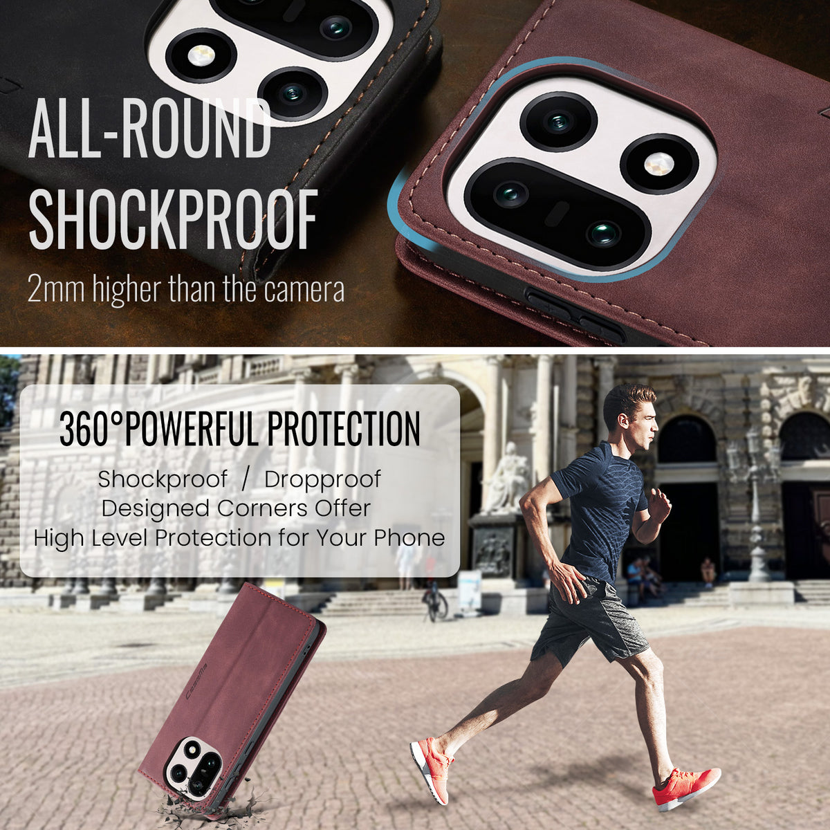 CASEME För OnePlus 15 5G Plånboksfodral 013-serien PU-lädermobilfodral med stativ