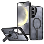Magnetiskt skal för Samsung Galaxy S26+ med stativ, rutmönster, TPU PC-baksida