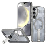 Magnetiskt skal för Samsung Galaxy S26+ med stativ, rutmönster, TPU PC-baksida