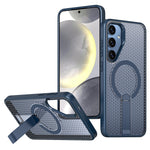 Magnetiskt skal för Samsung Galaxy S26+ med stativ, rutmönster, TPU PC-baksida