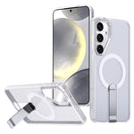 Magnetiskt skal för Samsung Galaxy S26+ med stativ, rutmönster, TPU PC-baksida